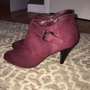 Burgundy suede booties